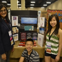 Teammates Monideepa Chatterjee, Jessica Wong, and Quan Bui of Concord TSA with their submission for the event Biotechnology Design.